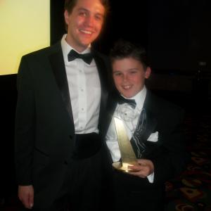 Austin with Director Clay Hassler and the Emmy for The Planeteer Austin played the lead Bradley McGuire