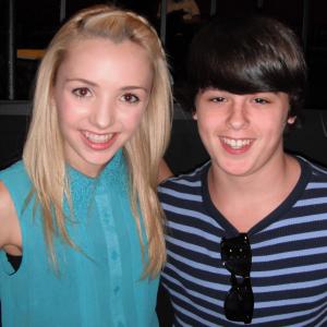 Austin hanging with Peyton List on the set of Jessie