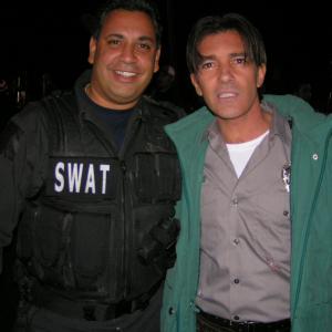 On the set Of My Moms New Boyfriend To the Left Richard F Law to the Right Antonio Banderas