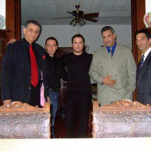 On the set of Men Of Respect Paul Nino,and Directors David Bier and Derick Johnson,(Lead)Richard F Law,and Gary Torrella