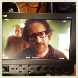 Monitor shot from the set of Out Of The Basement. Patrick Higgs as Edgar Carrol and Bobby Richards as Owen