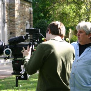 Josh Moody (camera) and director Dave Moody on set in Nashville
