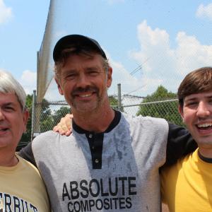 Dave Moody, John Schneider, and Josh Moody on the set of SEASON OF MIRACLES.