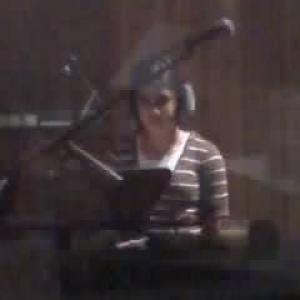 In sound studio recording background vocals for Seattle band, Edison Orange- 