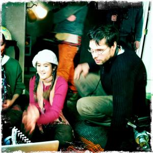 Nastasjia with Director Bogdan Darev on set of Puget Sound is Polluted February 2011