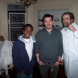 Aaron Dorsey with director Brook Morrison (center) and Actor Randy Milholland on the set of Opposite Day.