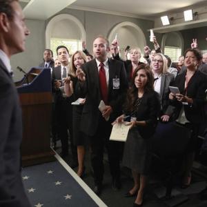 Still of Tony Goldwyn Sandra Gonzalez Debra Birnbaum Natalie Abrams and Jarett Wieselman in Scandal 2012