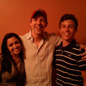 Cheryl Alessio, Sean Hayes, and Anthony Del Negro after Damn Yankees closing night.