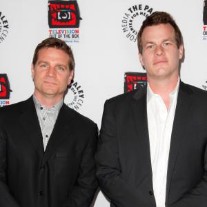 Jonathan Nolan and Greg Plageman at event of Person of Interest 2011