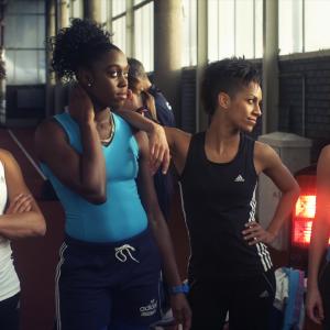 Still of Lashana Lynch Lily James Dominique Tipper and Hannah Frankson in Fast Girls 2012