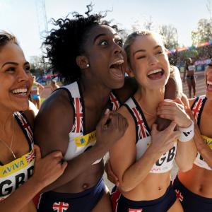 Still of Lenora Crichlow, Lashana Lynch, Lily James and Dominique Tipper in Fast Girls (2012)