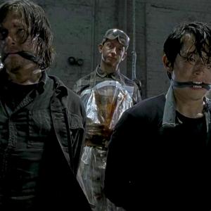 Still of Norman Reedus, Justice Leak & Steven Yeun in No Sanctuary and The Walking Dead