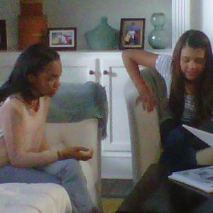 Amber with China Anne from on set of Disney airing fall of 2011