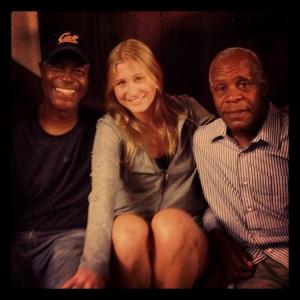 Gabrielle on set with costar Danny Glover and director Martin Glover