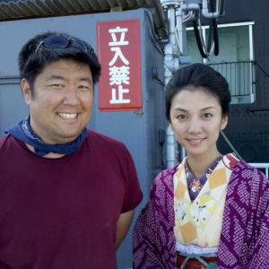 On the set of TAKAMINE in Yokohama Japan DP Sam K Yano with actress Kokubu Sachiko
