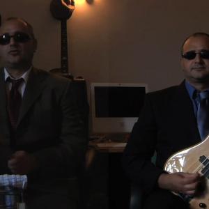A still from the music video Mr Clydesdale Banker with TWO David Goodalls!