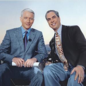 On set with CNNs Anderson Cooper after appearing on Anderson Cooper 360 We taped on the rooftop of CNNs building in LA