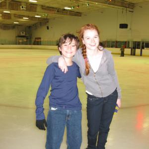 Griffin Cleveland and Annie Thurman on the set of Hallmark Channel's 