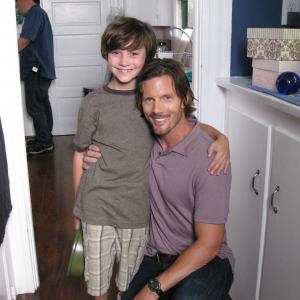 Griffin Cleveland with Rick Otto on the set of Walking Dead.