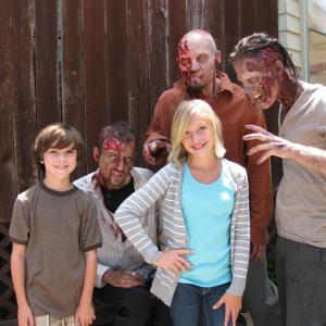 Griffin Cleveland Madison Leisel and ZOMBIES on the set of Walking Dead