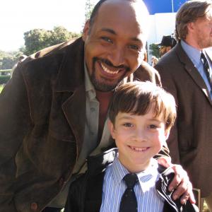 Jesse L Martin and Griffin Cleveland on the set of the pilot Hallelujah