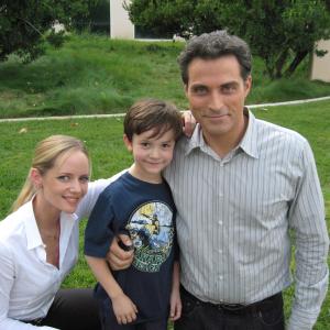 Griffin Cleveland on the set of Eleventh Hour with Marley Shelton and Rufus Sewell