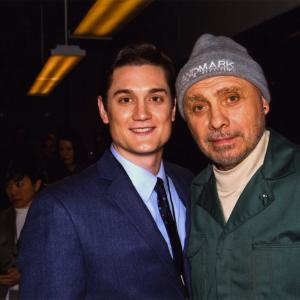 Greg Wilson with Hector Elizondo on the set of New Year's Eve