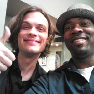 Keith Tisdell With Matthew Gray Gubler on the set of TV Series 