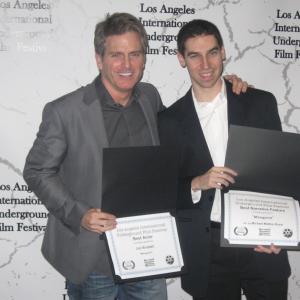 Michael Matteo Rossi with Jon Briddell at the LA Underground Film Festival for Misogynist. Won Best Feature and Best Actor.