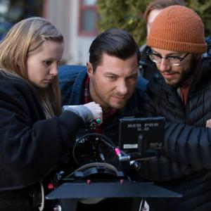 Chelsea Carrick, Todd Kipp and Aaron Bernakevitch on location during filming for 