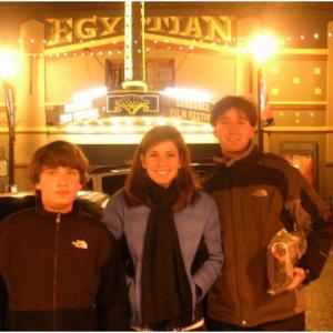 Tim Leaton age 23 with his brother Jonny and sister Christina on Main Street the night before his screening at Sundance January 2007