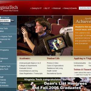 Tim Leaton featured on Virginia Techs homepage 2007