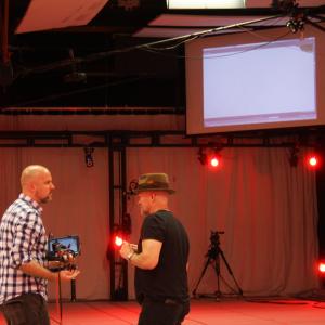 Director Jeremy Snead working with host Michael Rooker on Motion Capture stage
