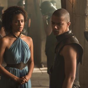 Still of Jacob Anderson and Nathalie Emmanuel in Sostu karai (2011)