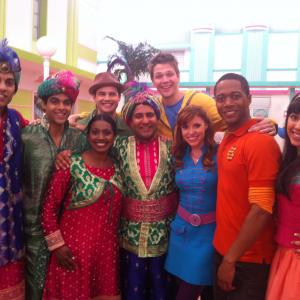 Sharon Muthu onset with the Cast of The Fresh Beat Band Season 3 Episode Title GENIE