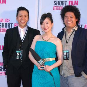 Christina July Kim with Director Tasi Alabastro and actor Chris Yu Gaoiran at the 5th Annual San Jose International Shorts Film Festival.