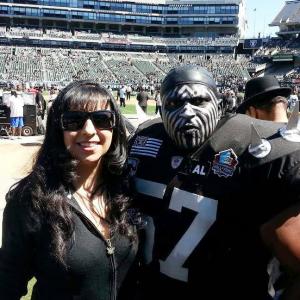 Jinnder at Oakland Raiders game...with their biggest fan-the Violator