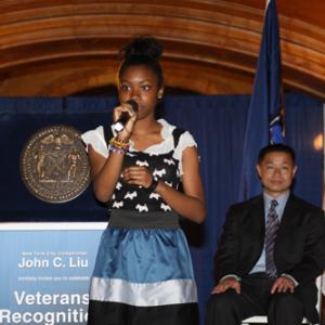 Francesca Chessie Chaney at the Veterans Recognition with NYC Comptroller John C Liu