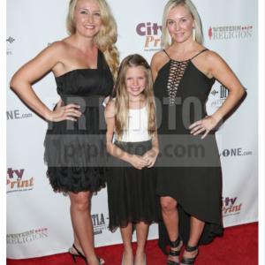 Janine attends the premiere of Western Religion. With fellow actress and producer Rachel Ryling and her daughter.