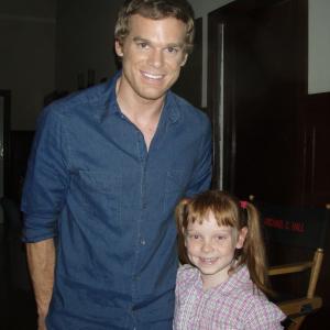 Kaleigh with Michael C. Hall on location in Dexter