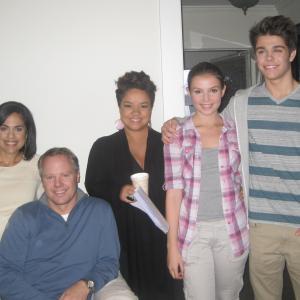 Tina with her on-set family for an infomerical, with spokesperson Kim Myles (center) (Nov 2011)