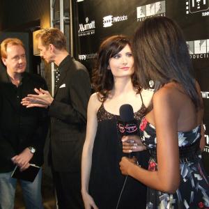 Jill Jordan being interviewed on the red carpet about her film Long Awaited at the Projections 2010 Film Festival Also in attendance writer Peter Briggs and actor Doug Jones