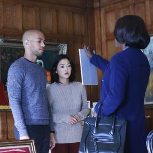 Still of Viola Davis Amy Okuda and Kendrick Sampson in How to Get Away with Murder 2014
