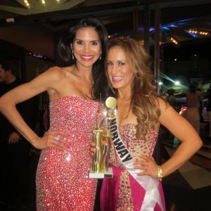 Queen of the Universe Award and Charity Award winner Kimberly Spencer aka Kim MacKenzie and Joyce Giraud in Sherri Hill at Infinity Medias Queen of the Universe Pageant