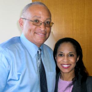 Veronica Loud with actor and Emmy-winning writer Larry Wilmore during the shooting of the pilot episode for NBC-Universals 