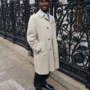 Gregory Mikell with a bit of British fashion sense on the streets of lower Manhattan 2015