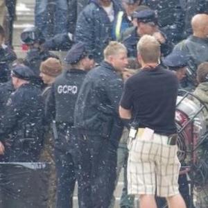 David Dale McCue filming a scene from The Dark Knight Rises