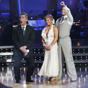 Still of Tom Bergeron Mark Ballas and Shawn Johnson in Dancing with the Stars 2005