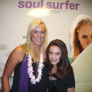 Christine Mascolo with Bethany Hamilton at the March 9 2011 premiere of Soul Surfer