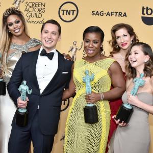Alysia Reiner, Laverne Cox, Uzo Aduba, Matt McGorry and Kimiko Glenn at event of The 21st Annual Screen Actors Guild Awards (2015)